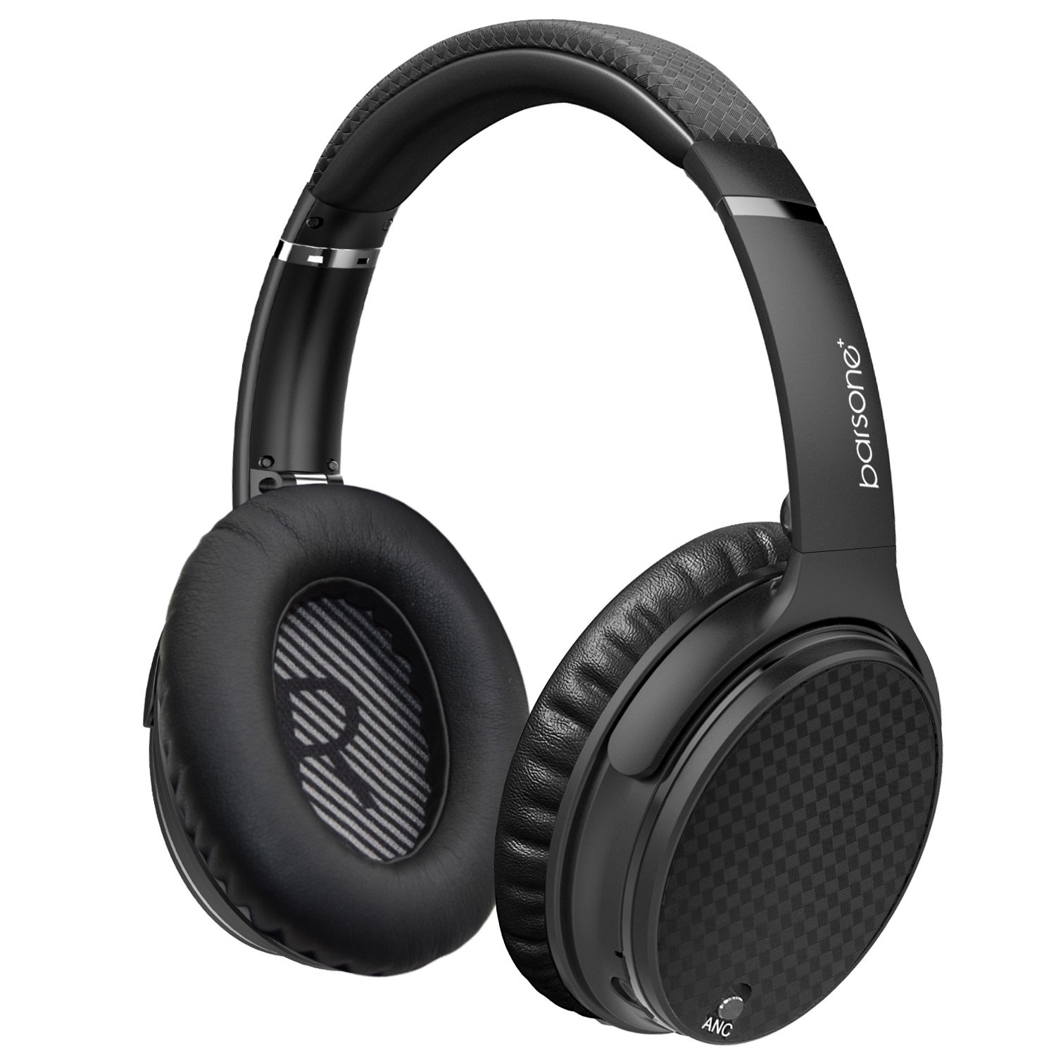 Active Noise Cancelling Headphones Bluetooth, barsone ANC Over Ear Hi-Fi Stereo Wired and Wireless Headphones with Case (Black)