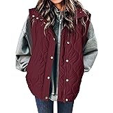 Zeagoo Puffer Vest Women Sleeveless Quilted Jacket Lightweight Snap Zip Up Stand-up Collar Down with Pockets Outerwear