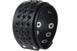 Jeilwiy Punk Leather Wristbands for Men Bracelets Handmade Wide Cuff Bangle Braided Jewelry Black Brown Adjustable - Punk Father's Gifts