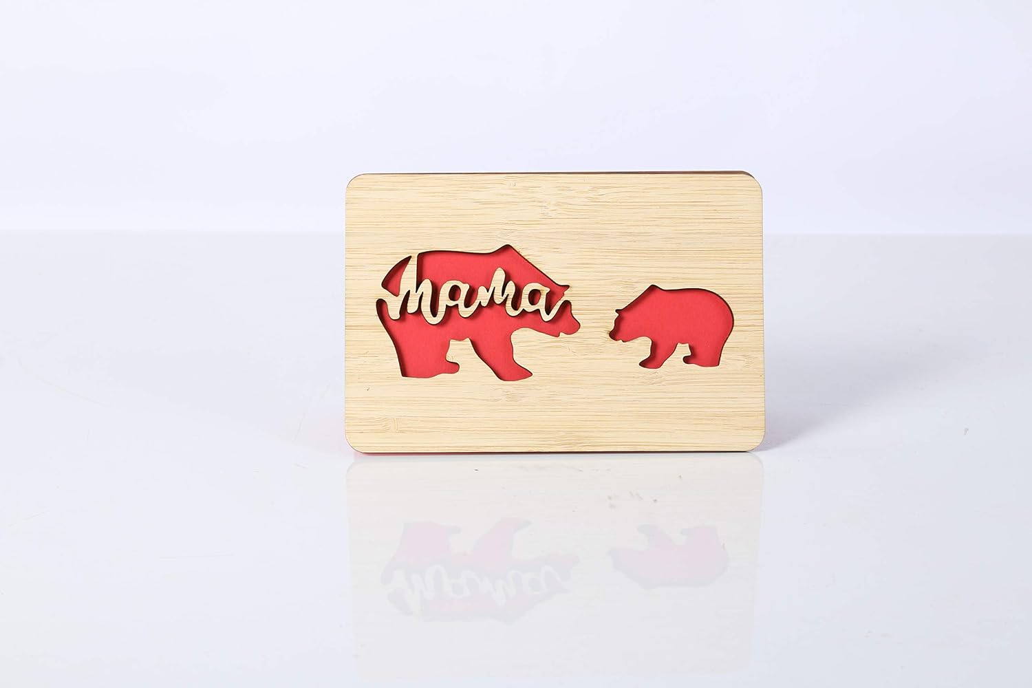 Bear Pattern Happy Birthday Cards for Mum,Handmade Real with Bamboo Wood,Wooden Mother's Day Greeting Cards for Mom - Image 4