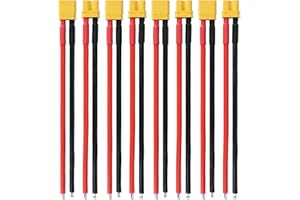 Tosiicop XT30 Connector Plug Cable - 5 Pairs Female and Male XT30U Extension Cables with 16AWG 100mm Silicon Wire Cables for RC Lipo Battery Connectors Drone Car Boat (XT30 Connector 16AWG 100mm)