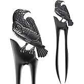 2pack U Shaped Viking Raven Metal Hair Prong Forks French Hair Styling Pins Black Wicca Witch Sticks Renaissance Festival Acc
