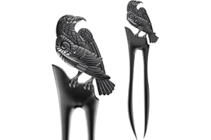 MYAROMA FINDINGS 2pack U Shaped Viking Raven Metal Hair Prong Forks French Hair Styling Pins Black Wicca Witch Sticks Renaissance Festival Acceossories for Women Perfect for Thick Hair