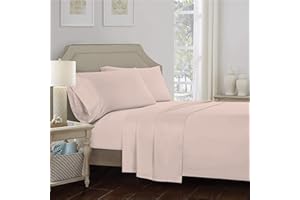 Color Sense King Size Flat Sheet Only, 100% Cotton Sheets, Cool & Crisp Percale Sheets King Size Top Sheet, Highly Breathable & Comfortable (King Soft Blush)