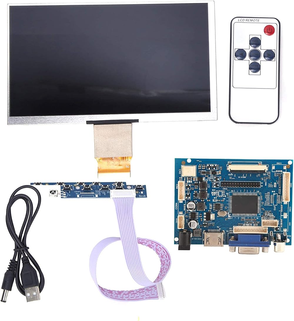 Hilitand 7 Inch TFT LCD HDMI VGA Monitor Screen Kit 1024x600 12V Plug Play