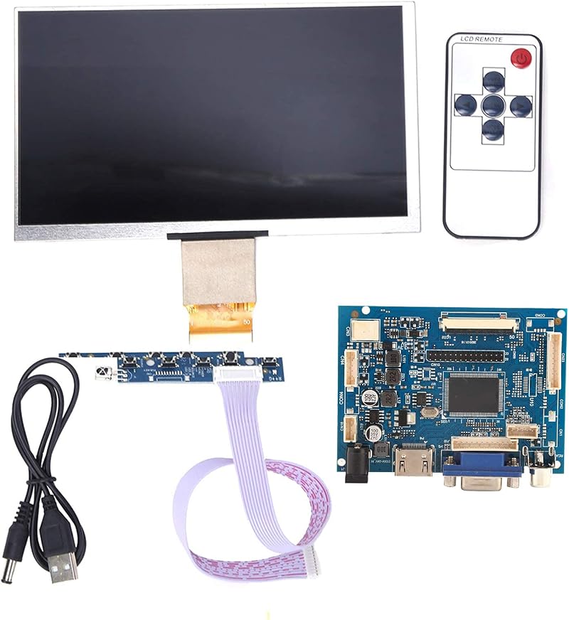 Hilitand 7 Inch TFT LCD HDMI VGA Monitor Screen Kit 1024x600 12V Plug Play