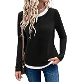 LilyCoco Womens Long Sleeve T Shirts Casual Basic Fall Crewneck Layered Shirt