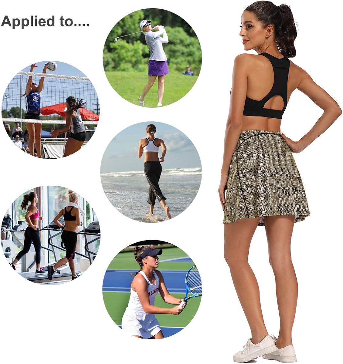 Ibeauti Women Active Skirt Stretchy Quick Dry Athletic Skort with Pocket for Golf Tennis at  Women’s Clothing store