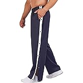 Deyeek Men's Tear Away Basketball Pants High Split Snap Button Casual Post-Surgery Sweatpants with Pockets