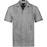OmegaTux Cuban Guayabera Short Sleeve Shirt, Wedding Cigar Beach Bartender Casual