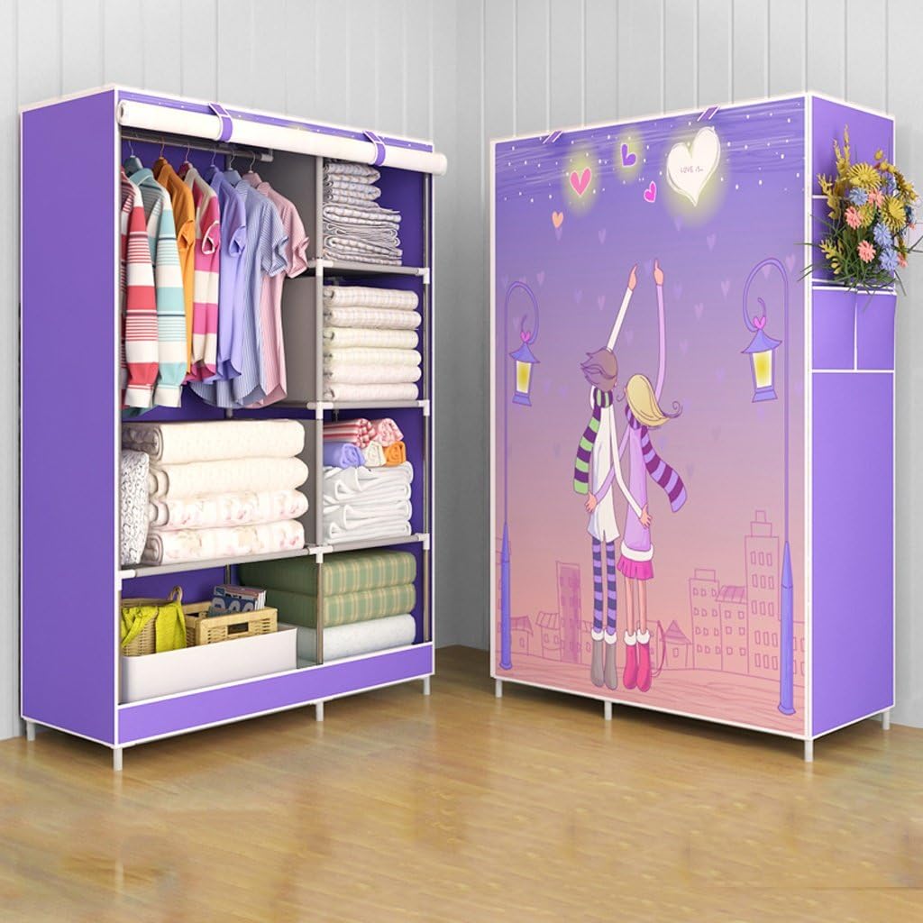 Folding wardrobe MMM& Simple Wardrobe Steel Tube Thickening Assembly Storage Cabinet (Color : #7)