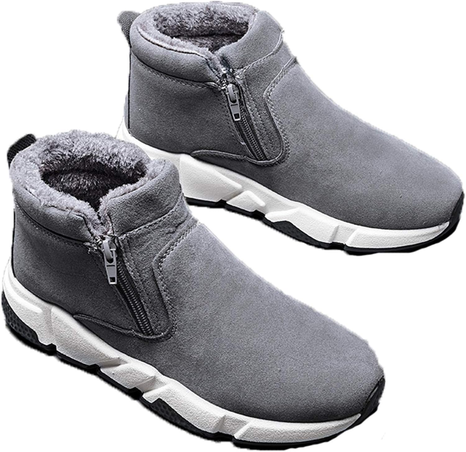 Botas de Nieve para Hombre, cálidas, de Felpa, con Cremallera, de Color sólido, Zapatos Casuales