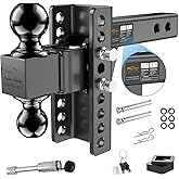 Govlvet Adjustable Trailer Hitch -Drop Hitch (Fits 2.5-Inch Receiver) -Heavy Duty Tow Hitch with 6-Inch Drop/Rise, 2" & 2-5/1