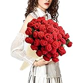 Crochet Flower Bouquet Rose Blanket-Valentines Day Gifts for Her, Soft Handmade Knitted Throw Bloom Blankets Birthday Gift for Girlfriend Women Mom Wife, Mother’s Day, Wedding Anniversary, Home Decor