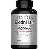 NeoCell Biotin Hair Revitalizer 10000mcg | 300 Softgels | Daily Nourishing Formula | for Women and Men | Hair, Skin, and Nails Supplement
