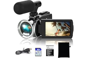 Rawiemy Video Camera Camcorder HD 4K 48MP Video Recorder Camera Vlogging Camera for YouTube Camcorders Video Camera for Kids with 3.0" LCD Screen,18X Digital Zoom and 32G SD Card