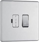 BG Electrical Fused Spur Switch 13A Double Pole Screwless Brushed Steel FBS50