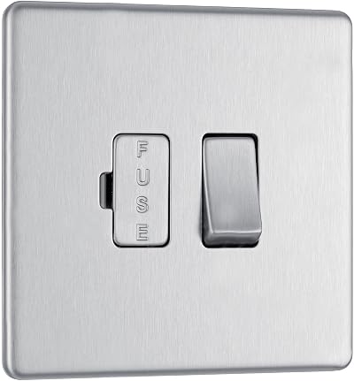 BG Electrical Fused Spur Switch 13A Double Pole Screwless Brushed Steel FBS50