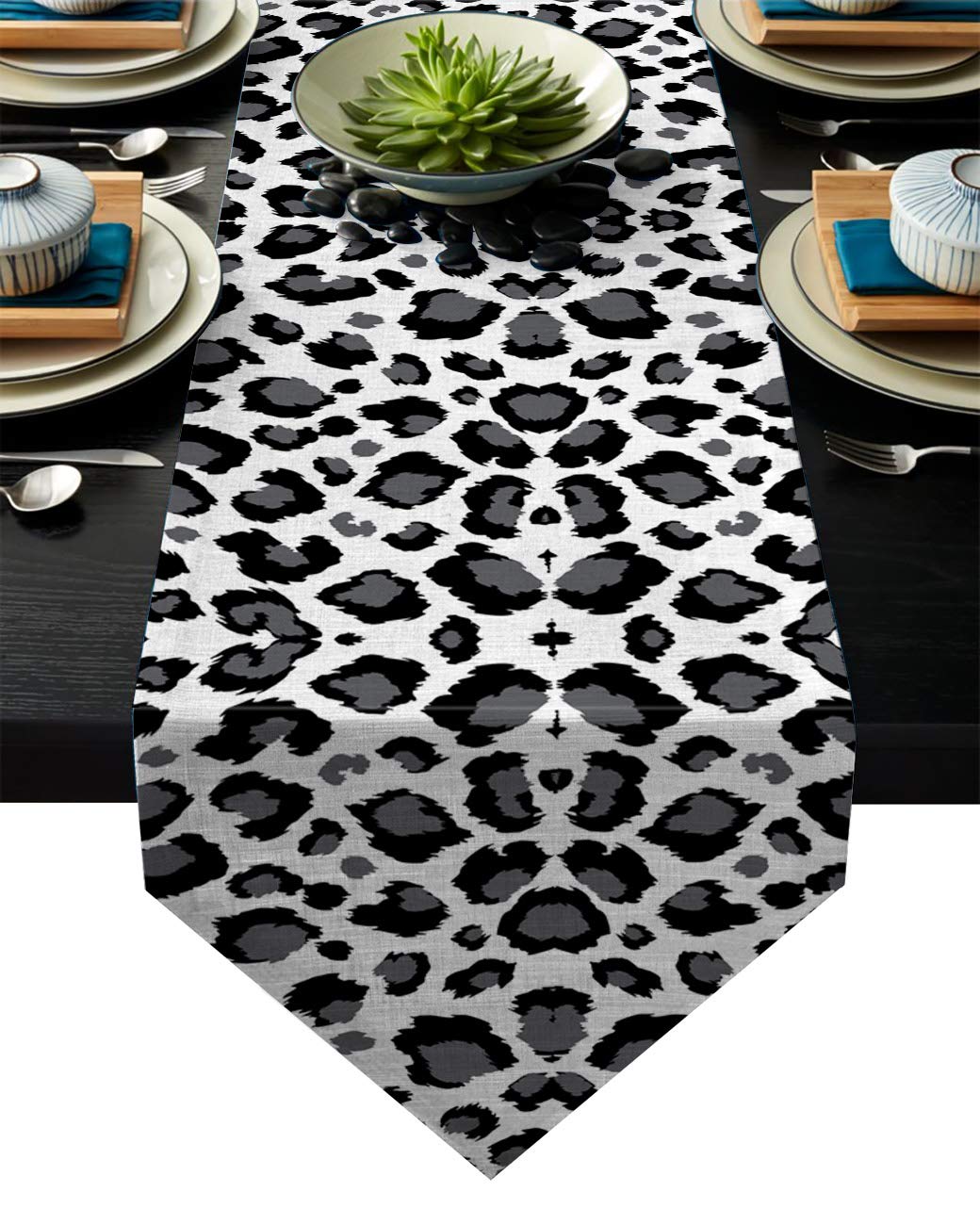 Amazoncom Linen Burlap Table Runner Dresser Scarves Leopard