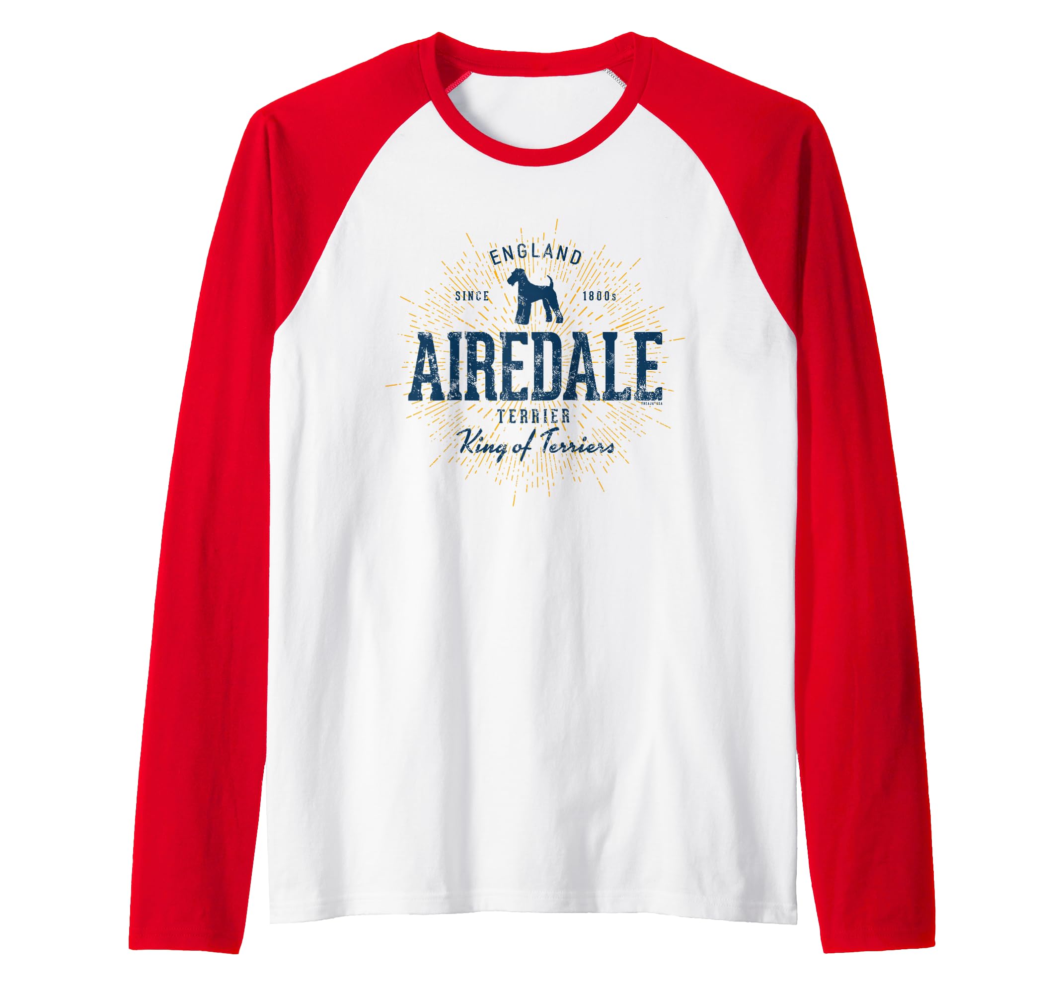 Vintage Airedale Terrier Retro Raglan Baseball Tee
