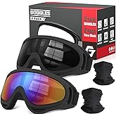 YENPK Dirt Bike Goggles, 2-Pack Motorcycle & ATV Goggles with Anti-Impact Lens & 2 Face Mask