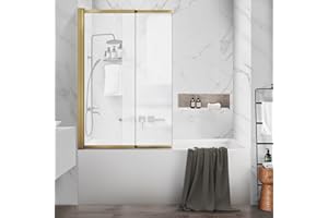 HTLOTUS Deluxe Framed Tub Shower Door,Semi-Frameless Sliding Tub Door can be Folded and Rotated,Bypass Bathtub Door,Tempered Glass Door with Explosion-Proof Film.