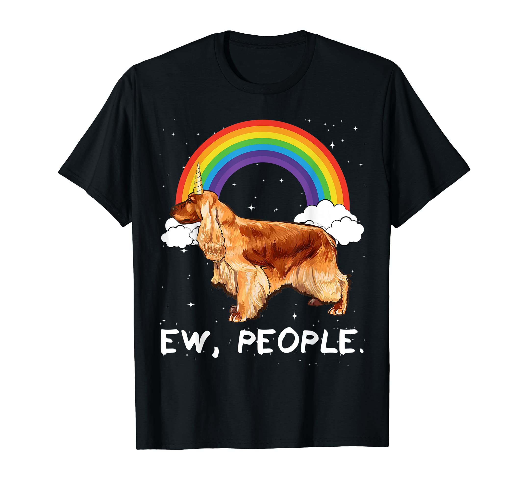 Rainbow English Cocker Spaniel Ew People Unicorn Dog T-Shirt