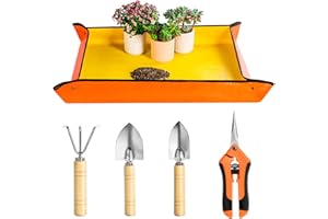 Josteve Plant Repotting Mat, 5Pcs Succulent Tools Mini Garden Small Gardening Tools Indoor, Pruning Shear Gardening Scissor, Hand kit for Bonsai, Cactus, Fairy, Houseplant Transplanting, Seedling
