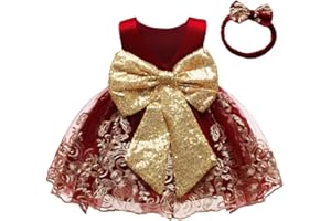 CMMCHAAH 0-6 Years Baby Girls Pageant Lace Embroidery Dresses Toddler Formal Dress with Headwear