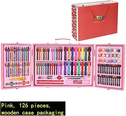 Amazon Ashdz 126個木箱子供部屋のセットの描画セット 4 12歳の少女のアートのスーツ女の子の誕生日プレゼント Color B 万年筆 文房具 オフィス用品