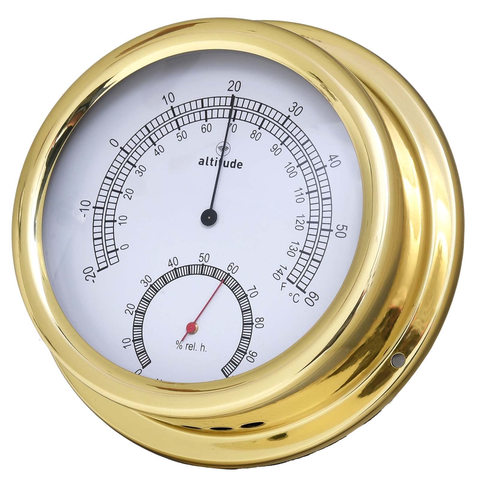 Delite 866th Altitude Thermometer Hygrometer Brass 150mm x 42mm