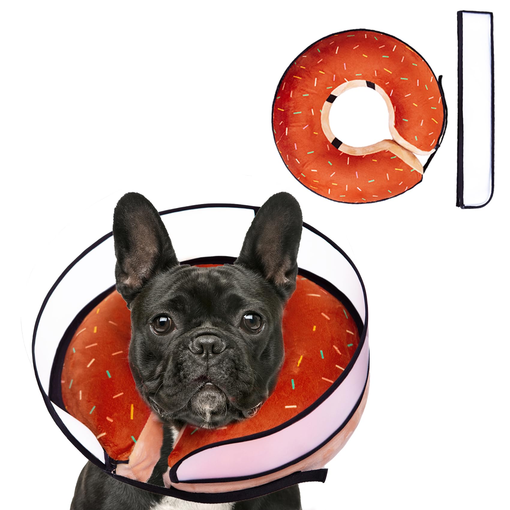 Photo 1 of Inflatable Dog Cone Collar with Enhanced Anti-Licking, Soft Neck Donut for Dogs Cats, Recovery Pet Cone Collar After Surgery for Large Medium Small Dogs… (Donut Brown, Medium)