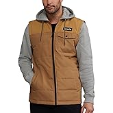 Hurley Mens Canvas Jacket - Lightweight Quilted Two Fer Hooded Sweater Vest Insulated Utility Work Jackets for Men