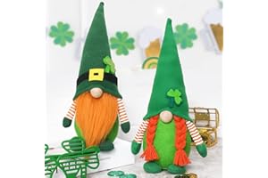CiyvoLyeen Set of 2 Irish Gnomes St. Patrick’s Day Gifts Leprechaun Nordic Swedish Nisse Spring March Gnome Plush Handmade Scandinavian Tomte Elf Dwarf Home Household Ornaments