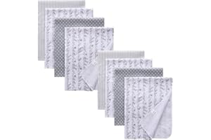 Gina Era 8 Pcs Baby Swaddle Blankets, Cotton Flannel Receiving Blankets, 30x30 Inch, Boy Girl (Style-10)