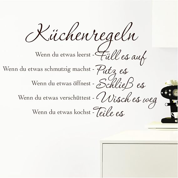 Grandora Wandtattoo Küchenregeln I braun (BxH) 94 x 58 cm I Küche