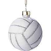 Joiedomi Christmas Volleyball Glass Small Ornament, Sports Ball Glass Blown Mini Ornament, Boys Sports Decorations for Xmas Gift Holiday Party Favor Indoor Decoration