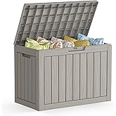 Mars Villa 45 Gallon Outdoor Storage Box, Resin Deck Box Waterproof, Storage Chest for Outside Patio Furniture Cushions, Pool Supplies, Garden Tools, UV Resistant and Weatherproof, Greige