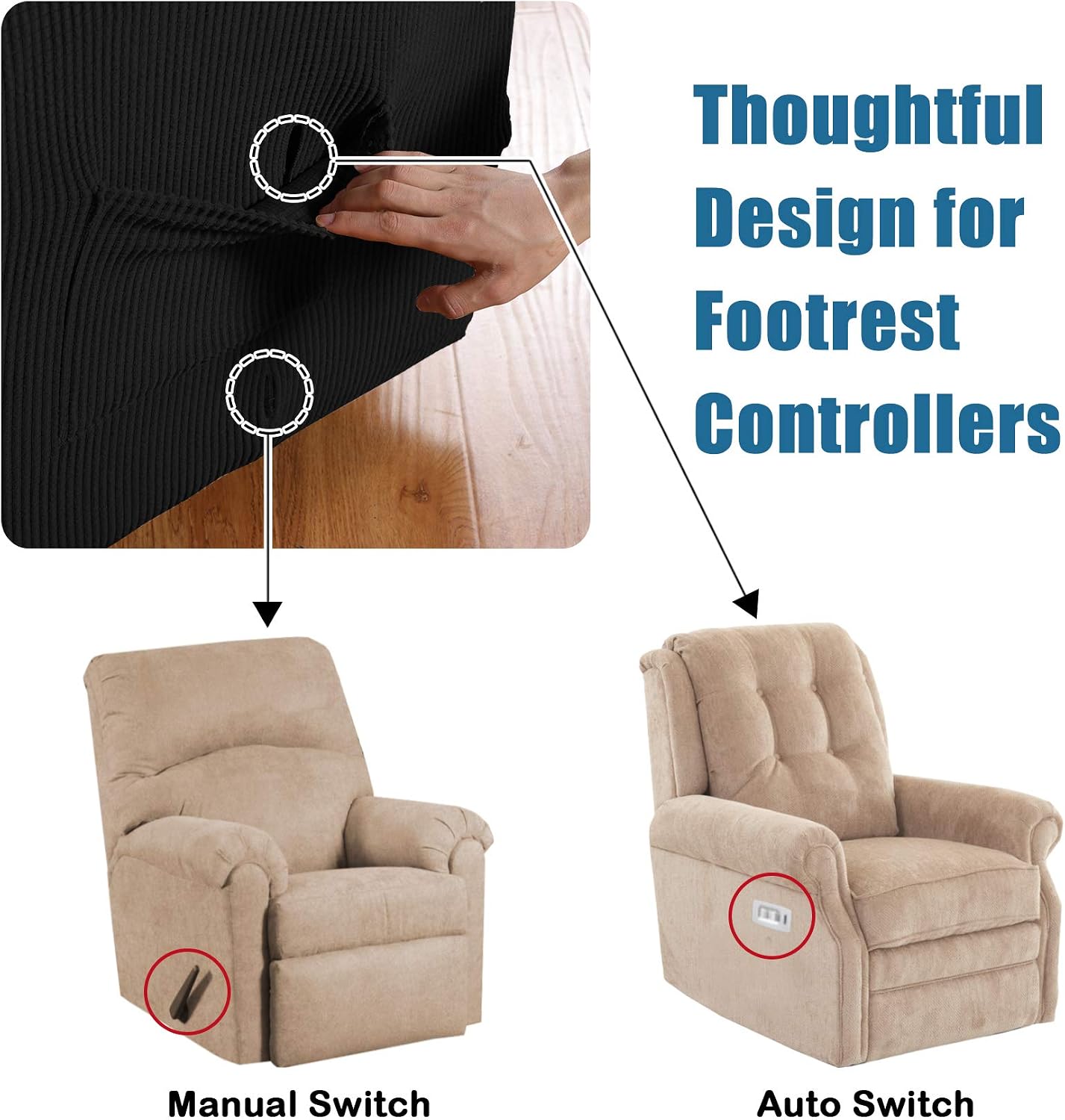 BellaHills Stretch Recliner Cover Recliner Chair Covers for Living Room Recliner Chair Slipcover with Side Pocket - Image 5