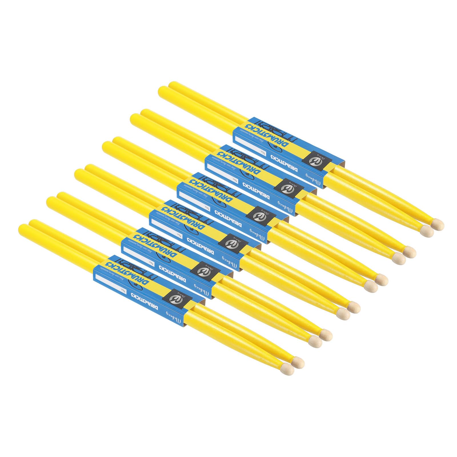 PATIKIL 6 Pairs Maple Wood Drumstick Anti Slip Drum Stick 5A Yellow for Drumming Musical Instrument Percussion