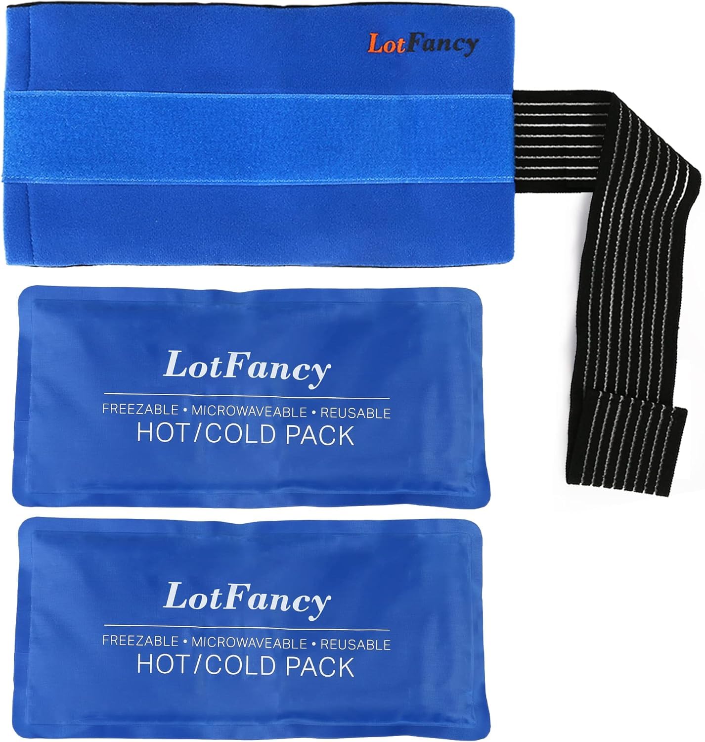 LotFancy Ice Pack Wrap for Injuries, Reusable Hot and Cold Gel Pack with Elastic Strap for Sports Injuries, Ideal for First Aid Knee Head Neck Ankle Wrist Elbow