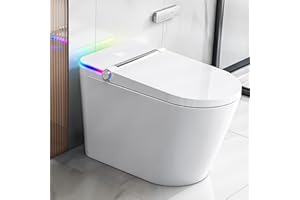LONIKO Tankless Smart Toilet with Bidet Built In, Heated Seat, Warm Water and Dry, Bidet Toilet with Foot Sensor and Night Light, Auto Flush, Auto Open & Close Lid, Wireless Remote Control