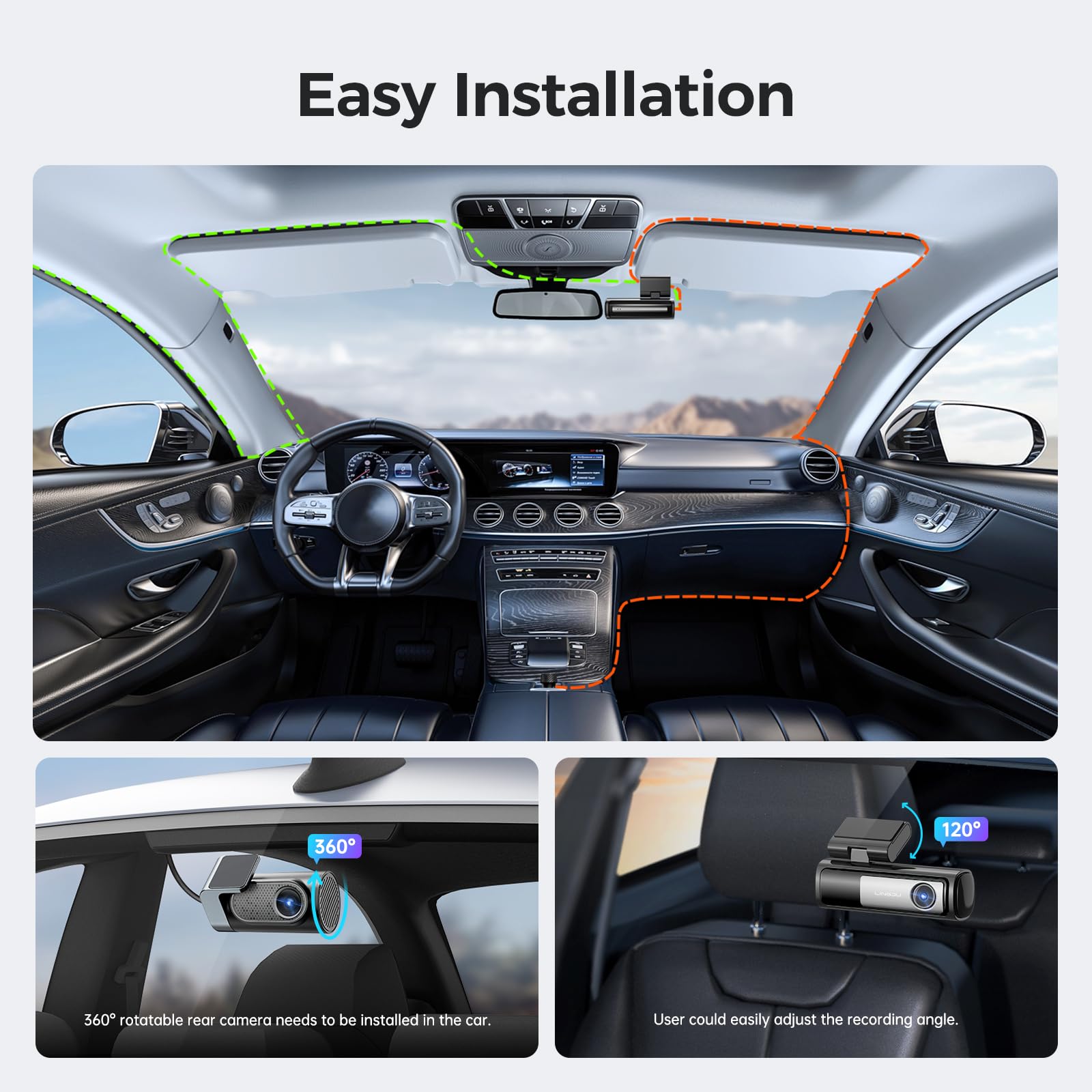 LD06 5G WiFi Dash Cam Front and Rear, 5K Dash Camera for Cars with 64GB SD Card, Night Vision Voice Control, G-Sensor Built-in GPS, 24H Parking Mode Loop Recording, Max Up Support 256GB