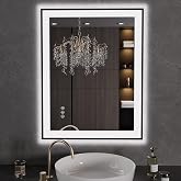 LOAAO 28"X36" LED Bathroom Mirror Black Framed | Anti-Fog, Dimmable, Memory Function, Tempered Glass, Lighted Vanity Mirror f