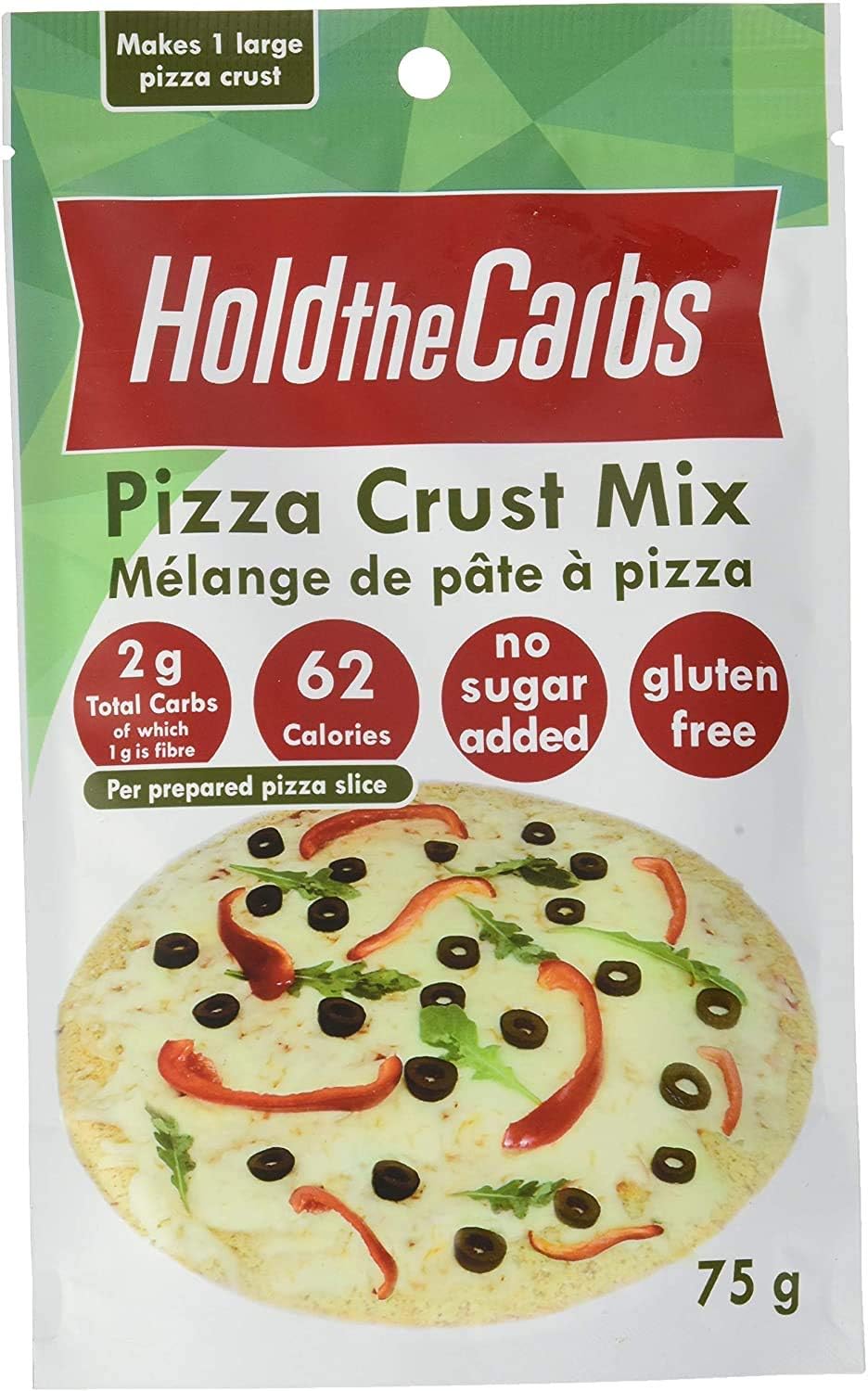 Low Carb Pizza Crust Mix, Very Low Calorie, Gluten Free, No Added Sugar, No Sweeteners, No Preservatives, Made in Canada - makes one large 12" low carb pizzas