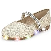 Nova Utopia Light Up Toddler Little Girls Dress Ballet Mary Jane Bow Flat Shoes
