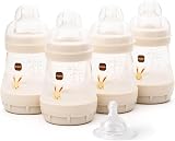 MAM Easy Start Anti-Colic Baby Bottles 4 Pack 160ml Slow/Medium Flow Teats Linen