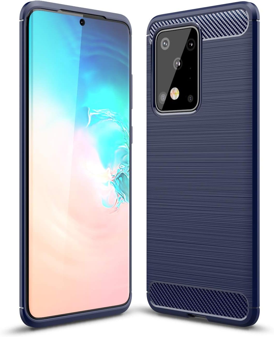 CruzerLite Samsung Galaxy S20 Ultra Case, Carbon Fiber Texture Design Cover Anti-Scratch Shock Absorption Case for Samsung Galaxy S20 Ultra (Blue)