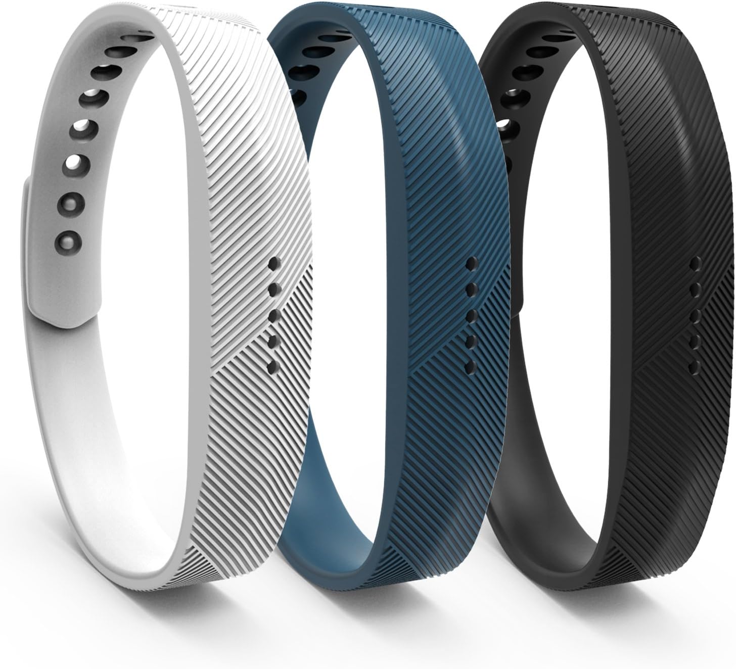 WindTeco Watch Band for Fitbit Flex 2, [3 PACK] Soft Replacement Sport Strap Band with Clasp for Flex 2 Wireless Activity Bracelet Wristband, Wrist Length 5.51"-8.11", No Tracker