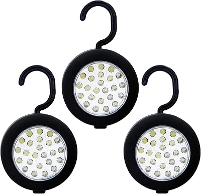 DSYJ 24 LED Round Magnetic Work Light Torch Hook Set 3 Pack AAA Batteries Not